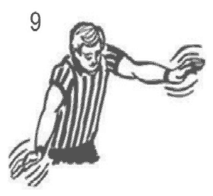 NCAA wrestling referee signal 9: Indicates no control