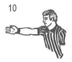 NCAA wrestling referee signal 10: Indicates wrestler in control