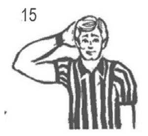 NCAA wrestling referee signal 15: Potentially dangerous