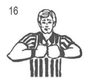 NCAA wrestling referee signal 16: Stalemate
