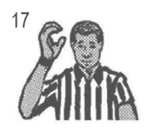 NCAA wrestling referee signal 17: Caution — false start or incorrect starting procedure