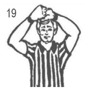 NCAA wrestling referee signal 19: Interlocking hands or grasping clothing