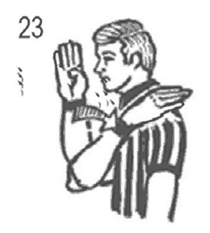 NCAA wrestling referee signal 23: Near fall