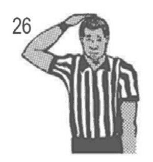 NCAA wrestling referee signal 26: Flagrant misconduct