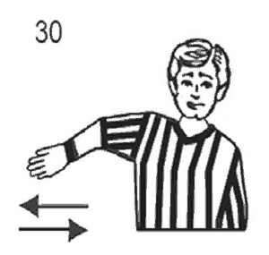 NCAA wrestling referee signal 30: Neutral stalling — back out