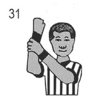 NCAA wrestling referee signal 31: Holding a stall