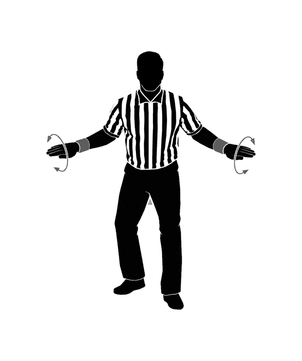 NFHS wrestling referee signal 9: Indicates No Control
