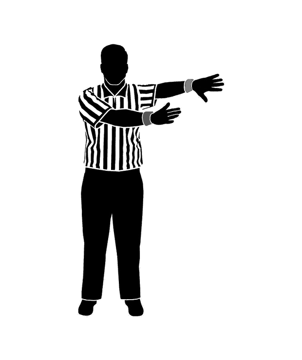 NFHS wrestling referee signal 10: Out-of-Bounds