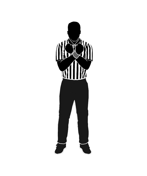 NFHS wrestling referee signal 27: Default Technical Fall Disqualification