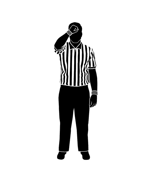 NFHS wrestling referee signal 28: Start Head, Neck, Cervical Injury Evaluation Time
