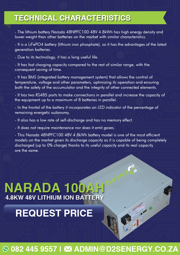 Narada 48npfc100 48V 100Ah Lithium LiFePO4 Battery - LiFePO4 Battery