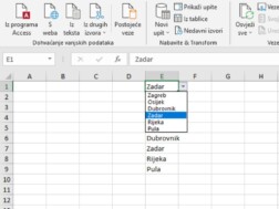 U Microsoft Excelu otvoren padajući izbornik