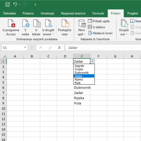 Kako napraviti padajući izbornik u Excelu U Microsoft Excelu otvoren padajući izbornik