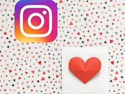 Instagram logo i instagram srce na šarenoj podlozi