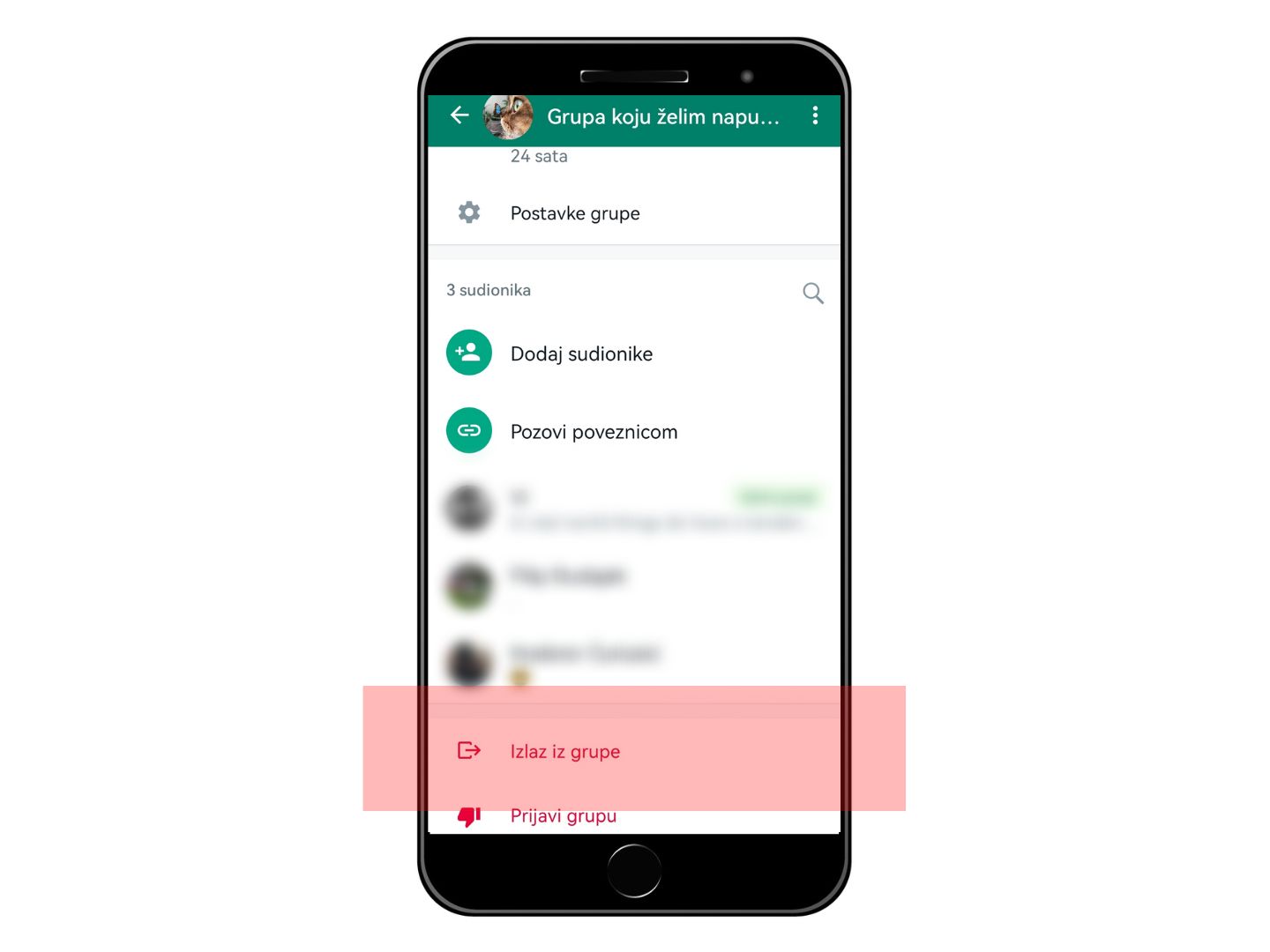 Izlazak iz Whatsapp grupe