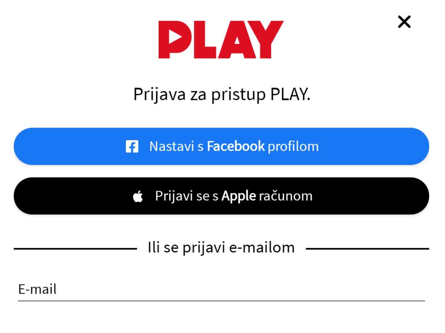 Otvorena aplikacija RTL Play na mobitelu u koju se preba prijaviti