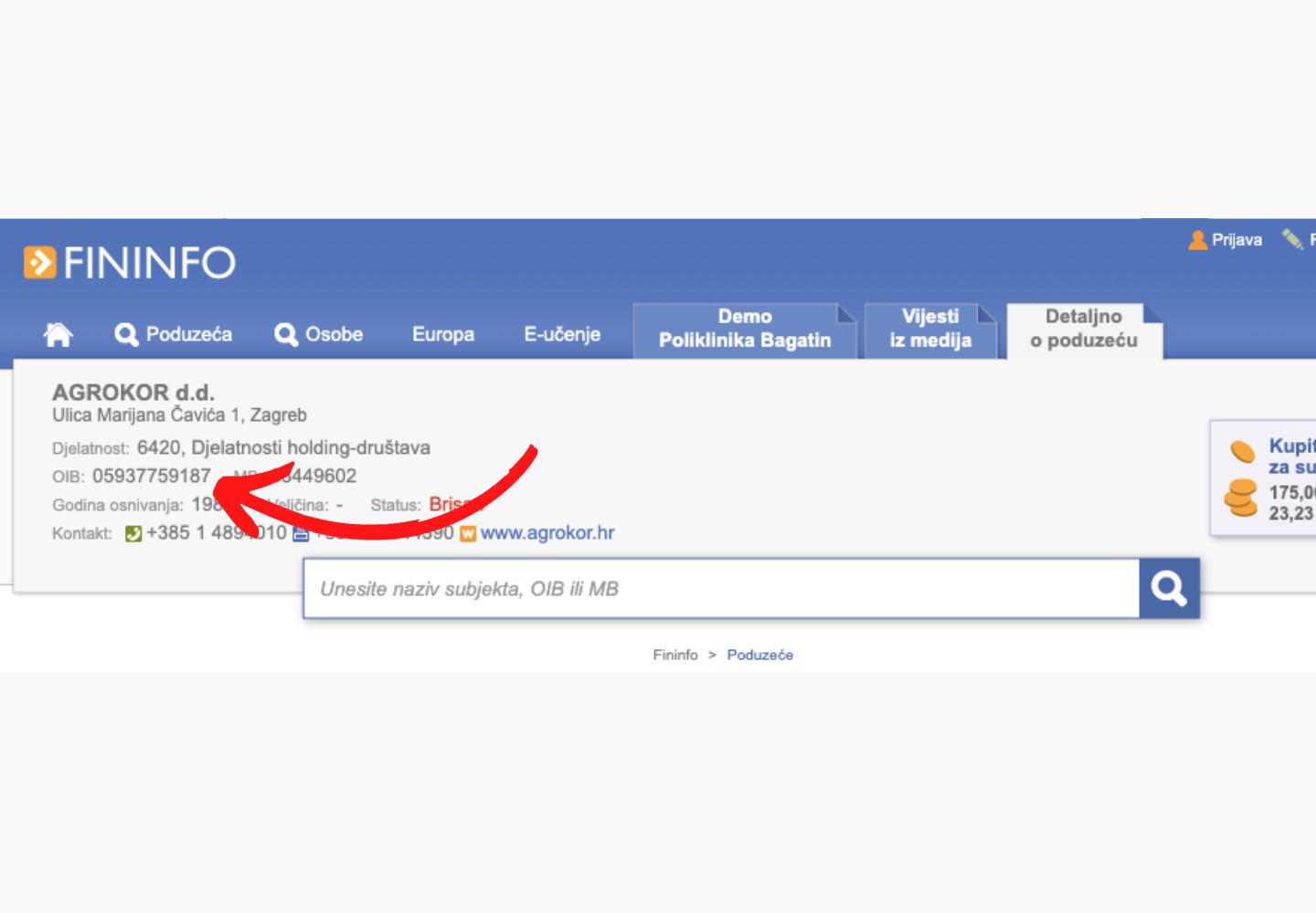 pronađen oib na fininfo