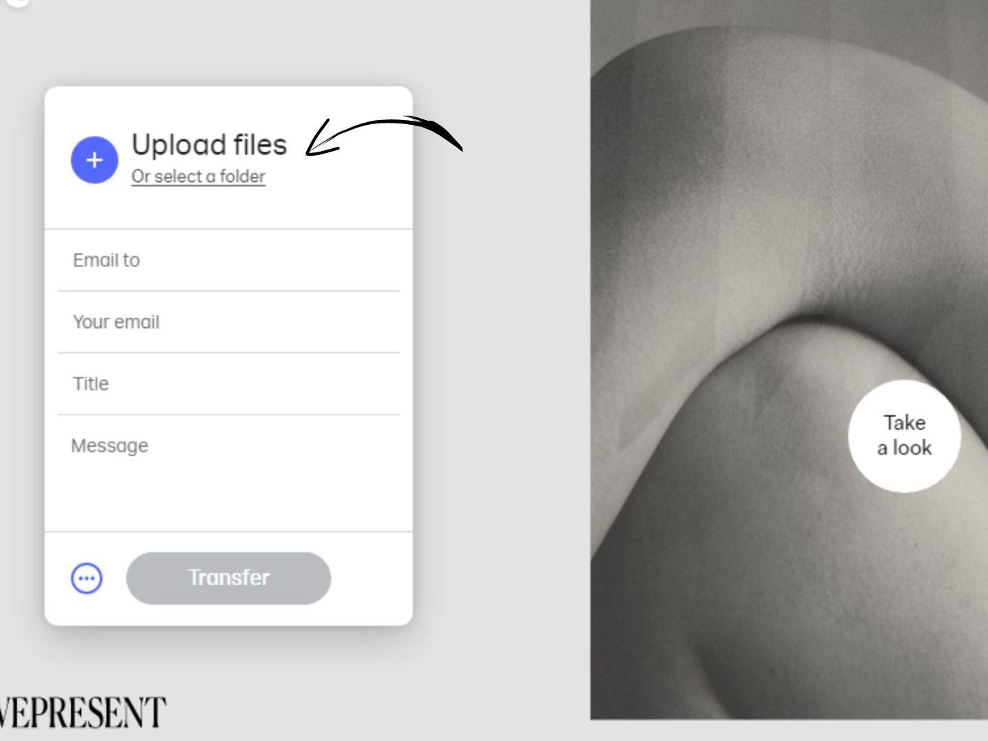 Klikni na ‘Upload files’ Or ‘Select a folder’ Označeno mjesto za upload mapa ili datoteka