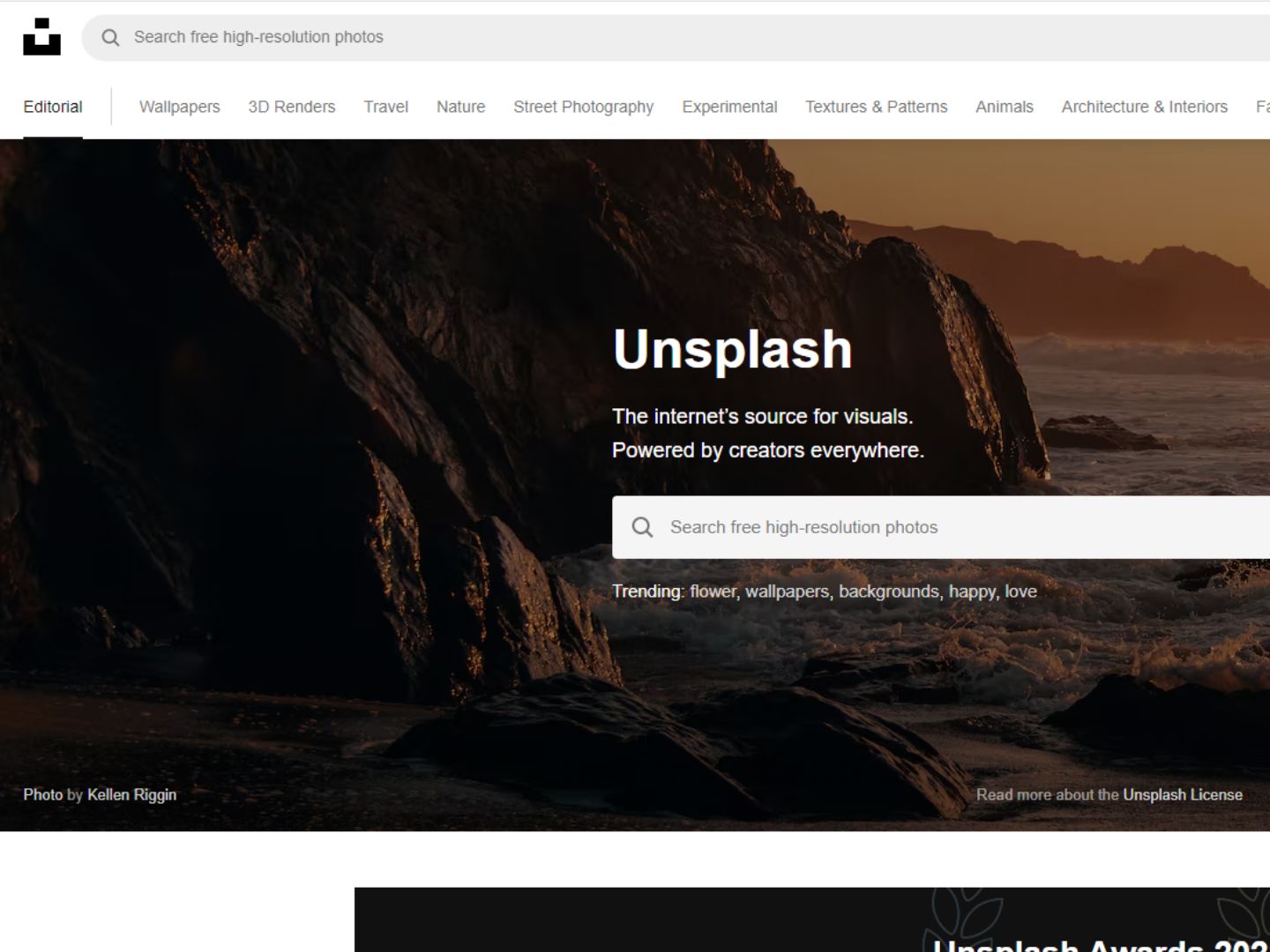 Unsplash.com početna stranica Početna stranica unsplah.com na kojoj će se doći do besplatnih slika za poslovnu uporabu
