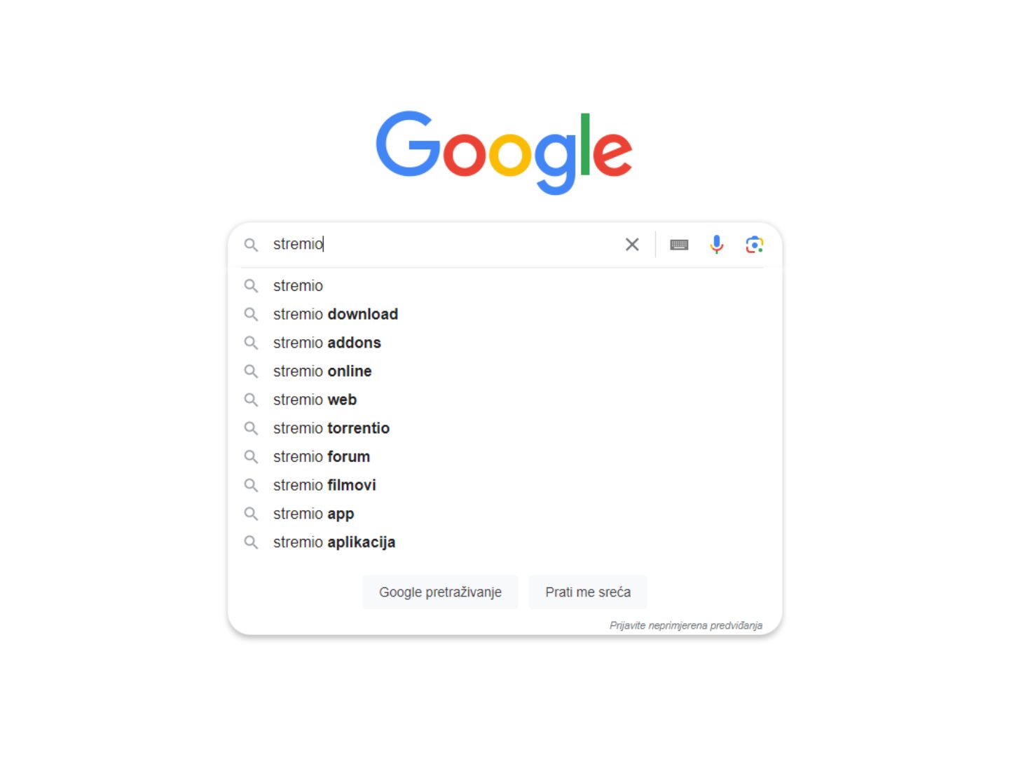 U tražilicu upiši stremio