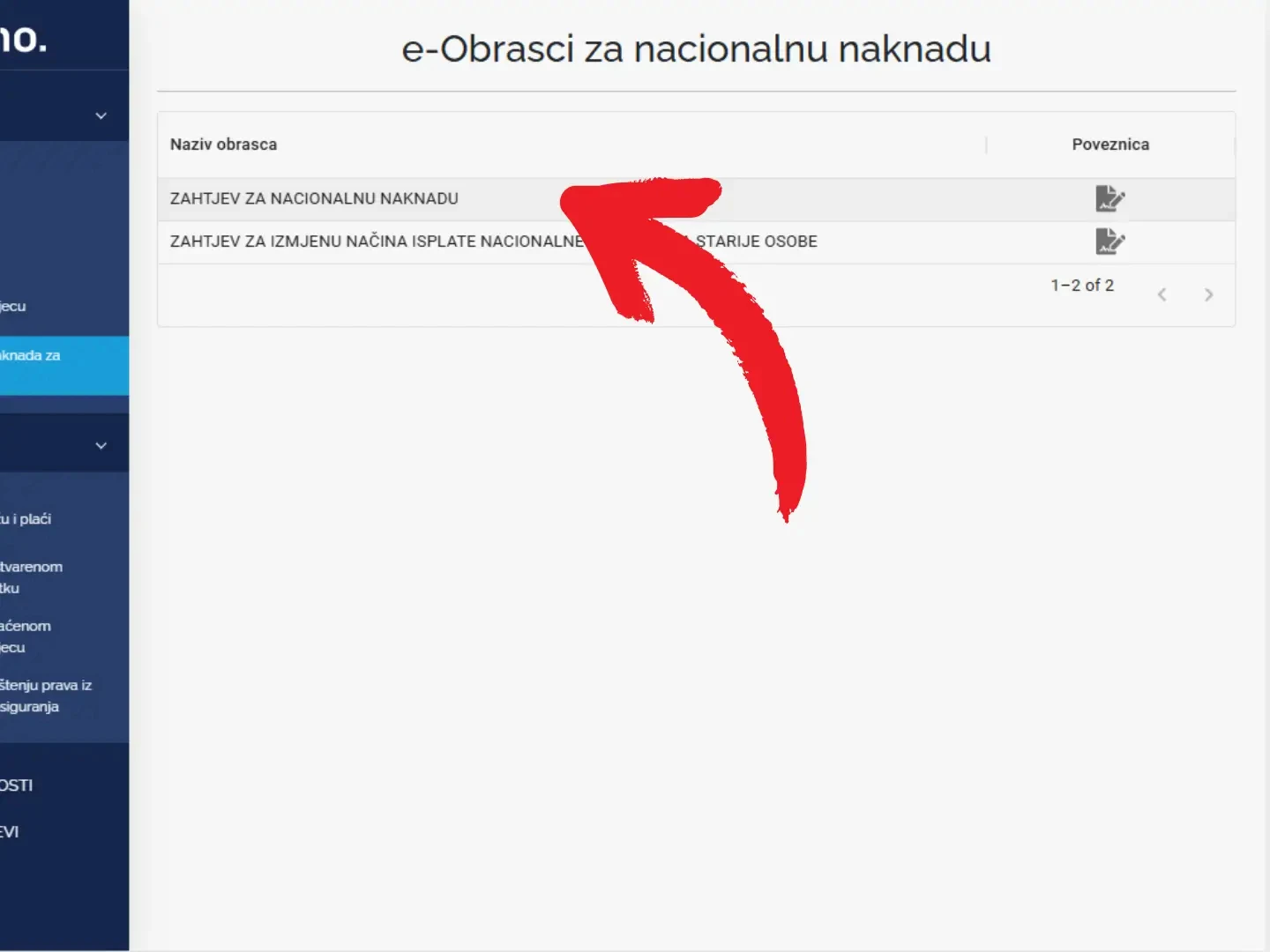 Zahtjev za nacionalnu naknadu