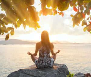 Chanting Mantra on Rock