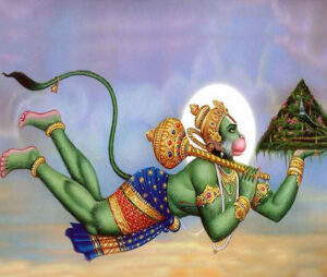 Lord Hanuman lifting mountain