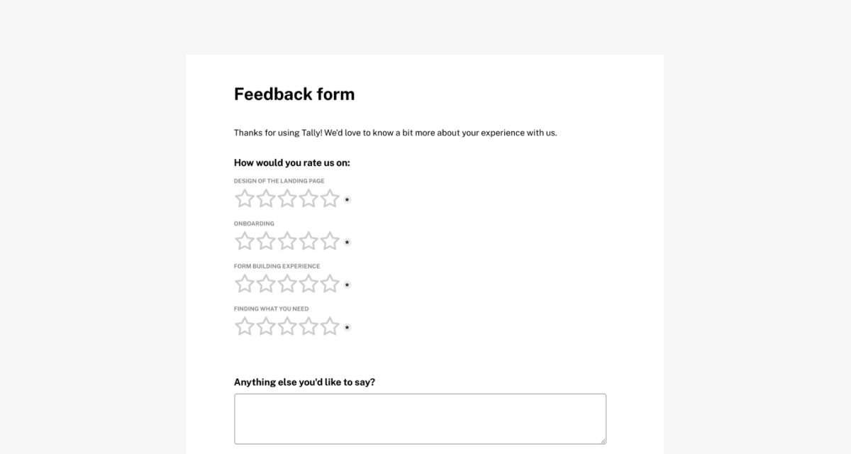 Form templates - Tally