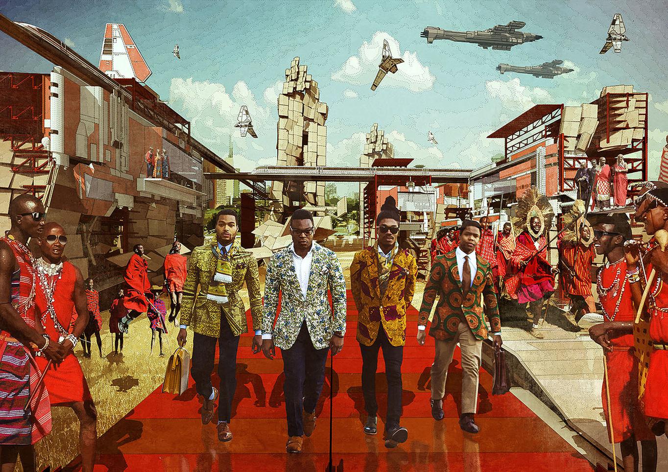 Walé Oyéjidé & Olalekan Jeyifous, Nairobi 2081 A.D., 2014, from ”Our Africa“ (for Ikiré Jones Company)