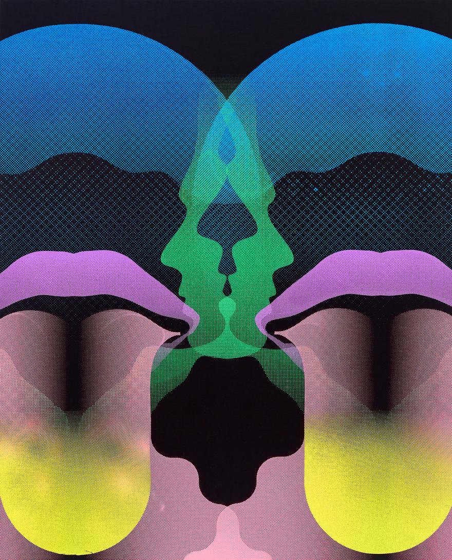 Adam Rabinowitz, Enter Earth, 2019, textile printing ink on canvas, 142.4×114.3