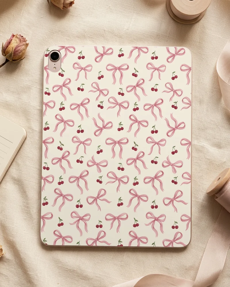 Bow & cherry toss iPad case