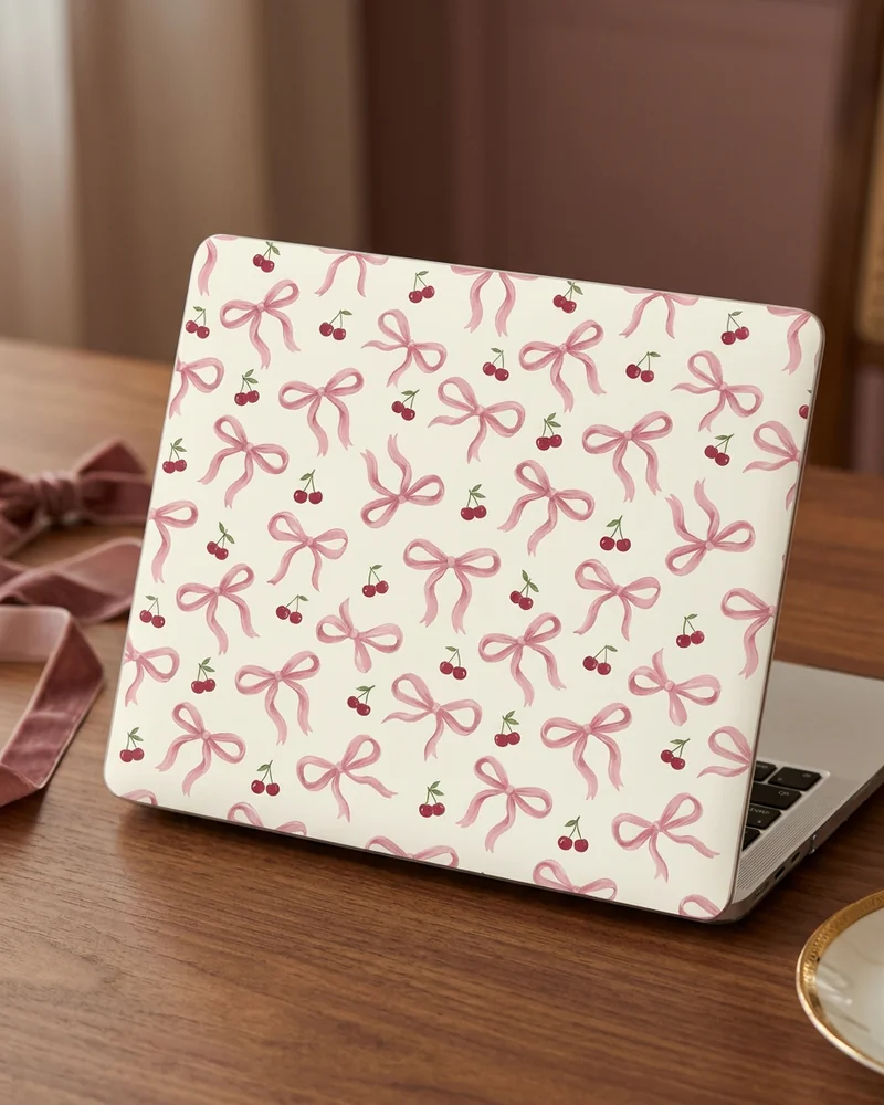 Bow & cherry toss MacBook case