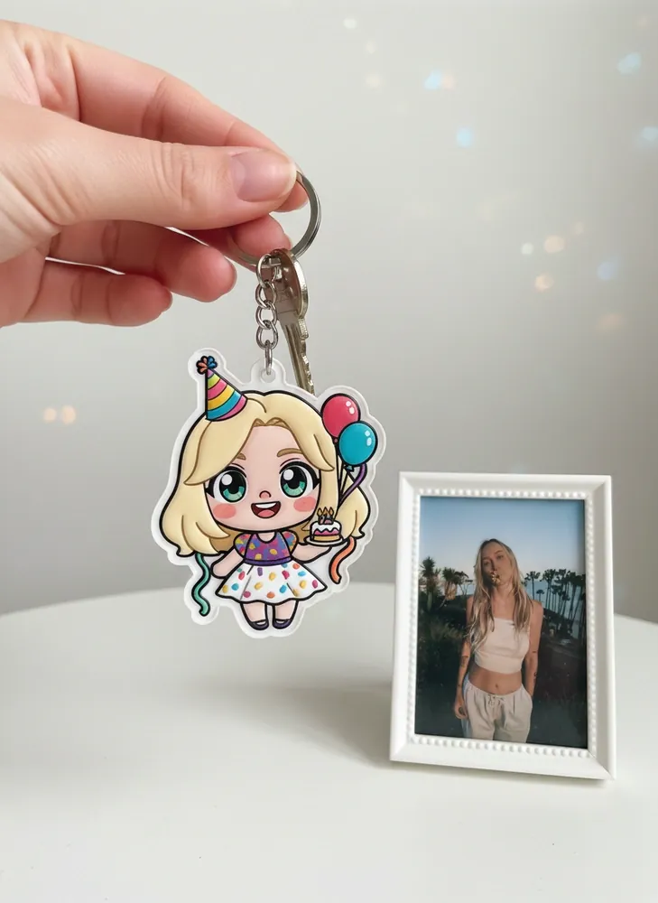 Custom birthday keychain charm — gift for dad