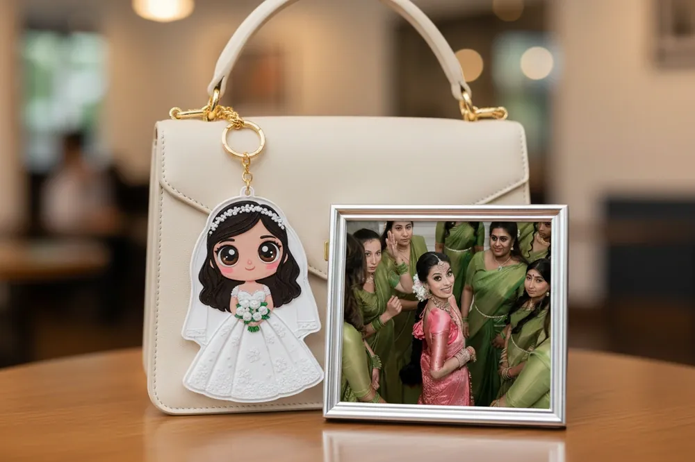 Personalized wedding charm on purse — Mother's Day gift