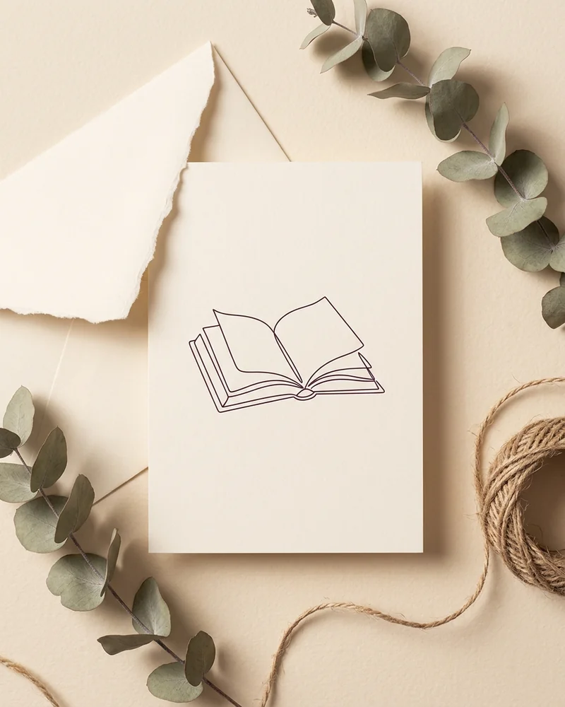 Bookish birthday card — 'one more year, one more chapter'