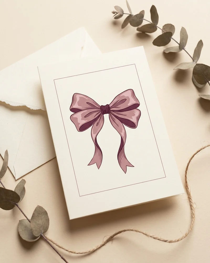 Coquette bow blank-inside card