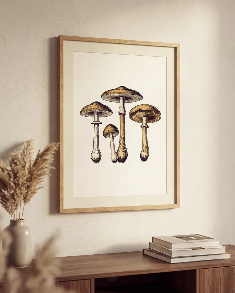 Herbarium mushroom poster
