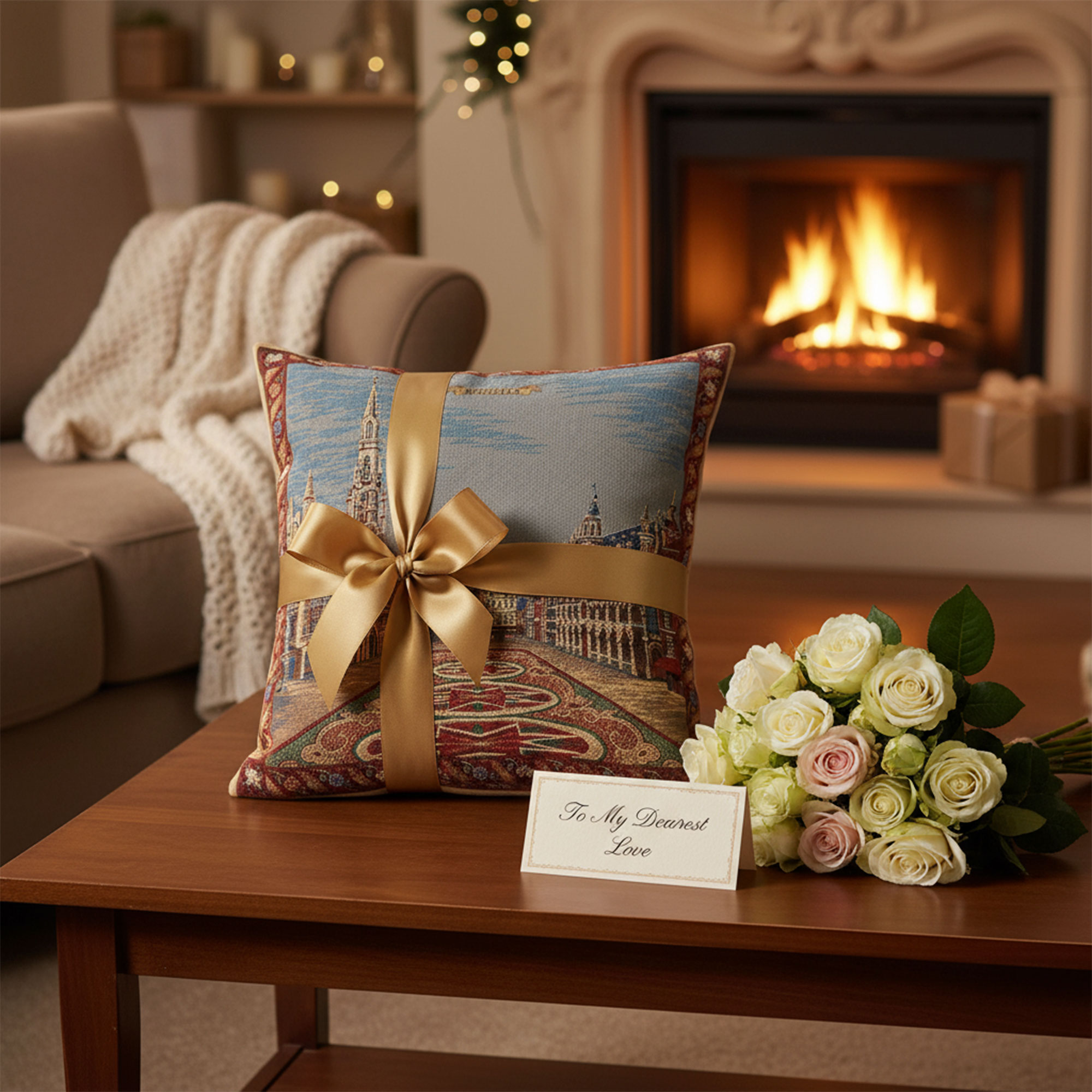 Brussel,European Cushion Cover, 18 in. x 18 in.,Cotton/Wool/Viscose, by Charlotte Home Furnishings