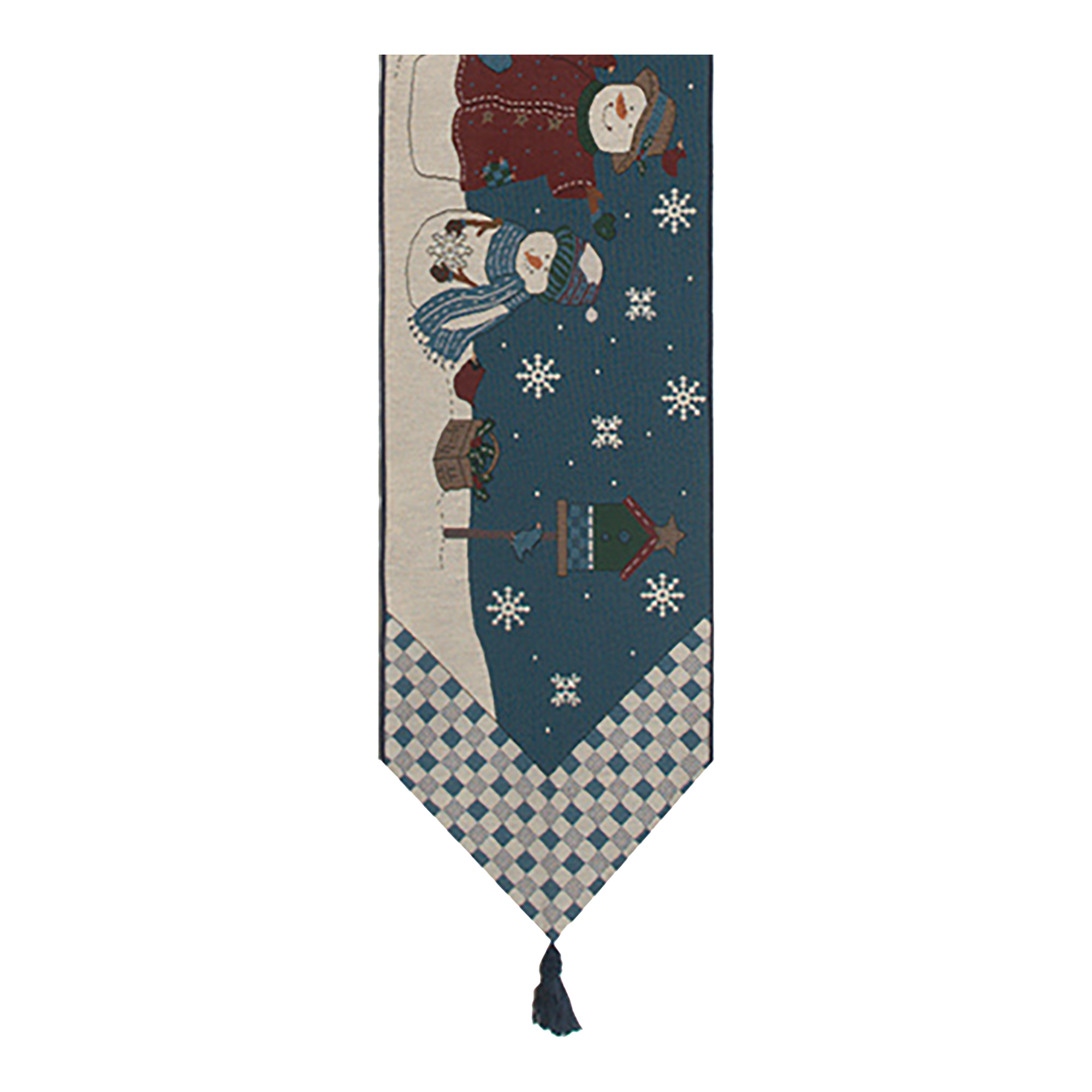 Country Snowman Jacquard Woven Table Runner 72x13 Inch Christmas Holiday Dining Decor