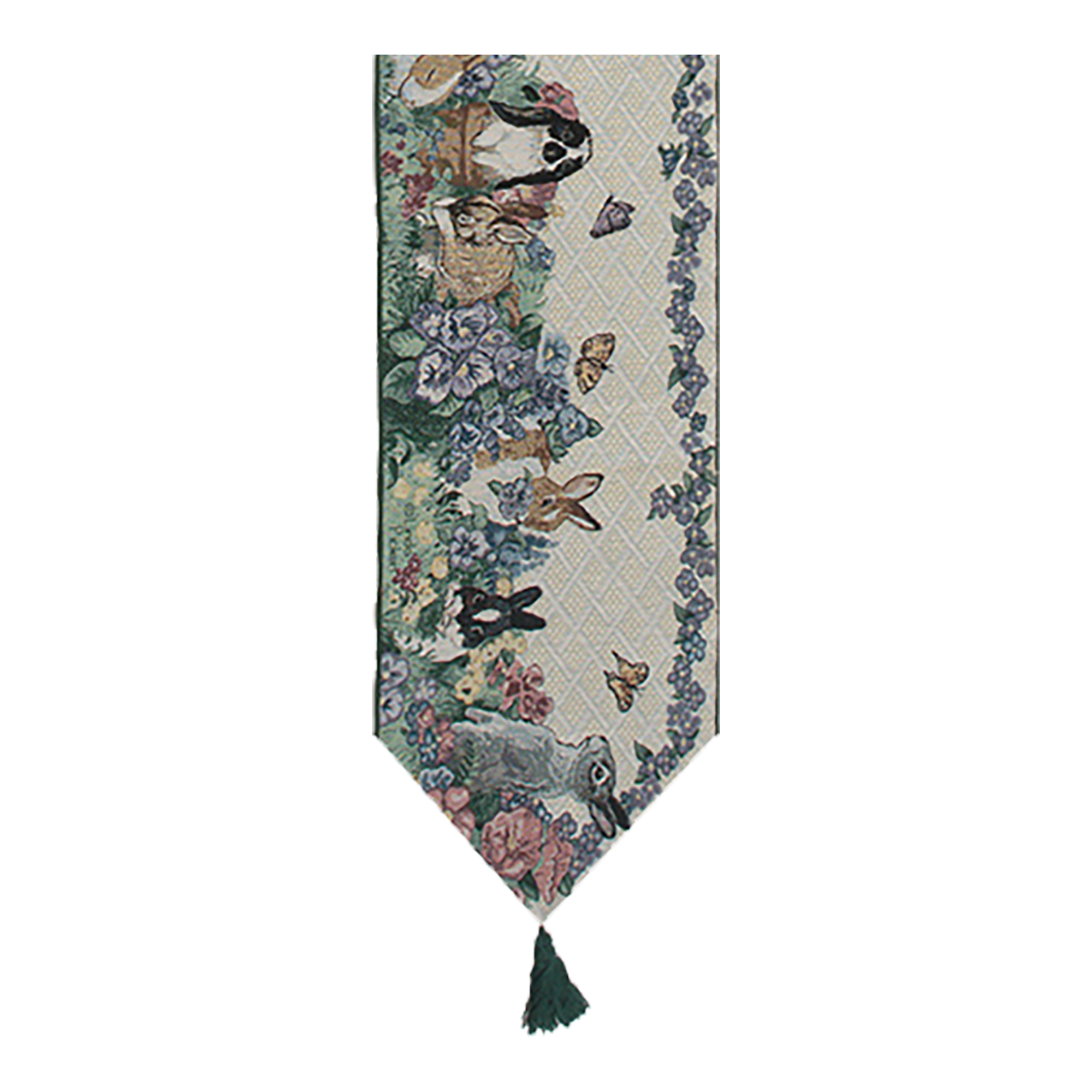 Easter Bunnies Jacquard Woven Table Runner 72x13 Inch Spring Rabbit Dining Table Decor