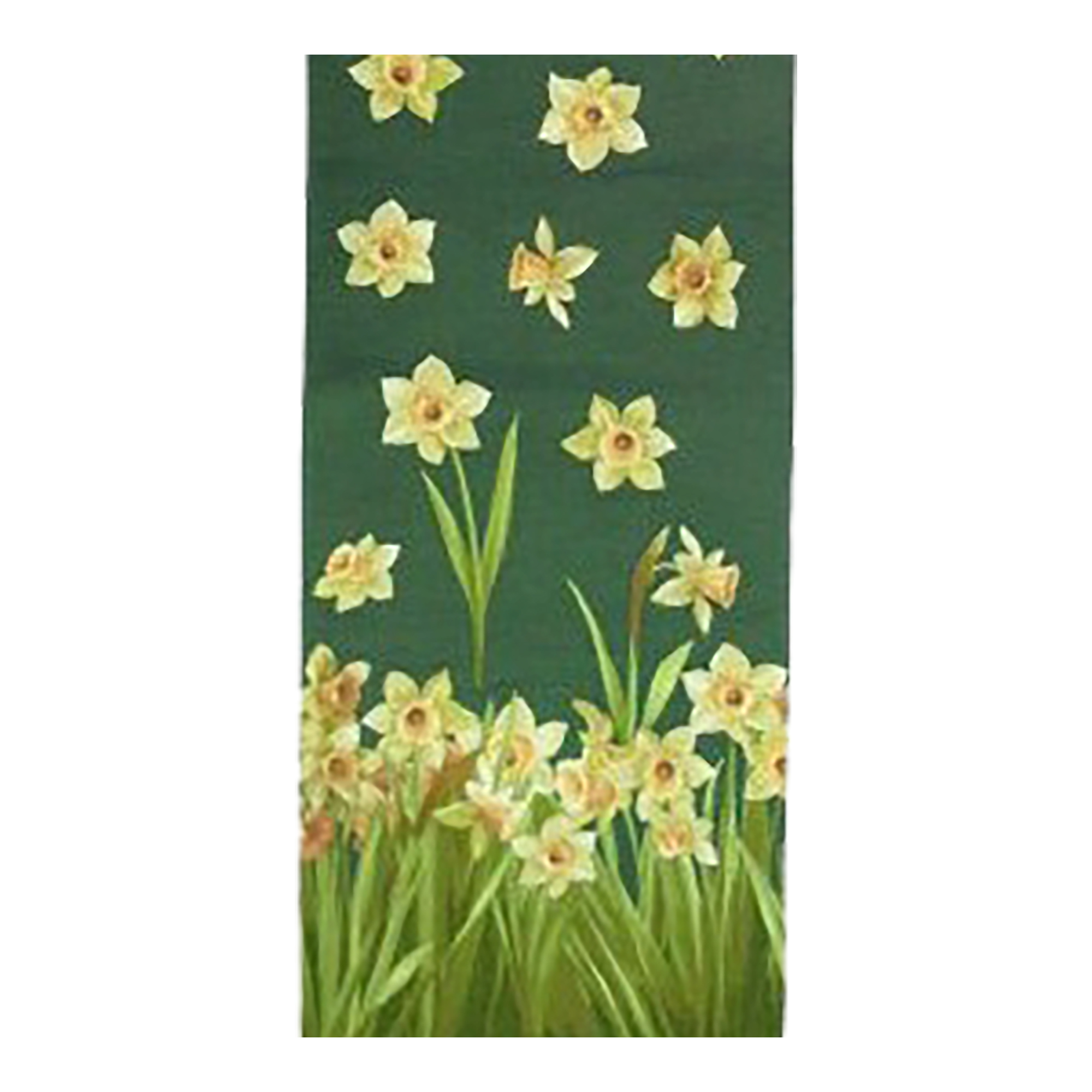 Daffodils Dark Green French Table Mat - 19 in. x 71 in. Cotton by Charlotte Home Furnishings Inc