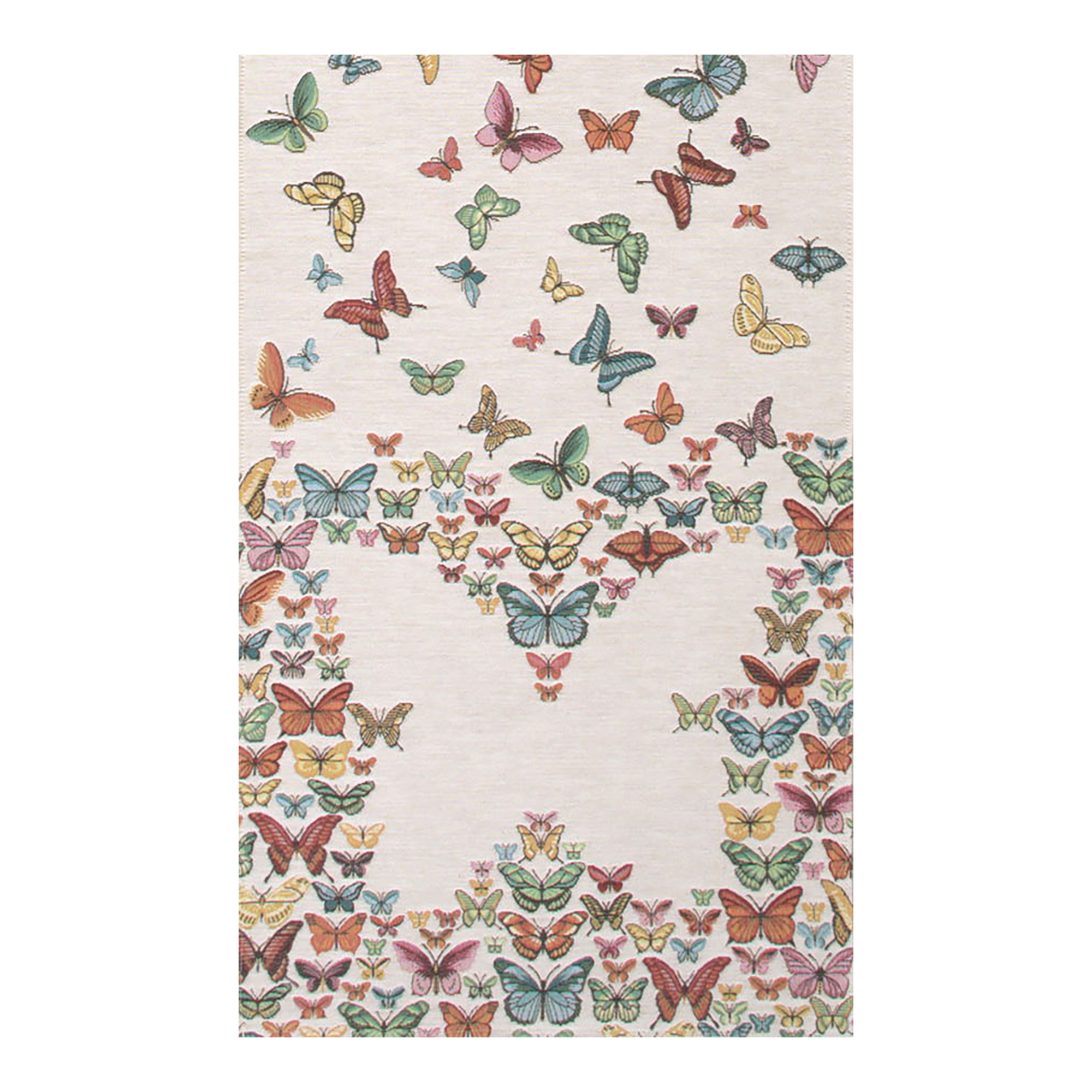 Butterflies White French Table Mat - 19 in. x 71 in. Cotton by Charlotte Home Furnishings Inc