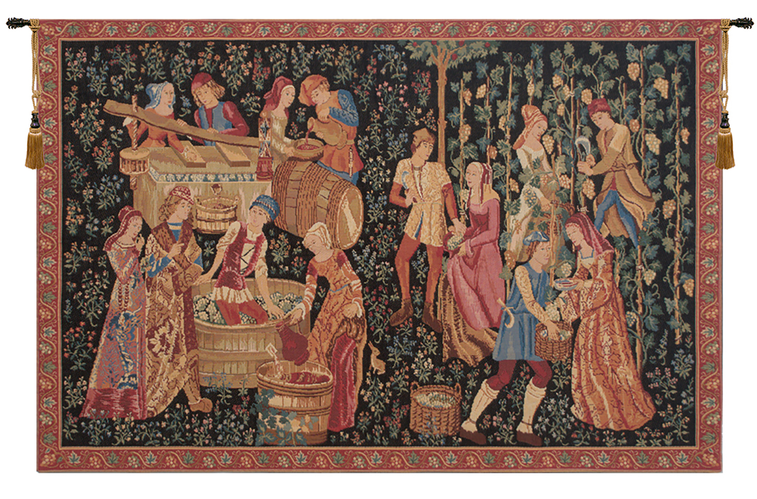 The Vintage Belgian Tapestry Wall Hanging - 28 in. x 18 in. CottonViscose  by Charlotte Home Furnishings