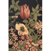 Century Floral Black Belgian Tapestry Wall Hanging | Close Up 1