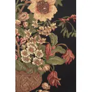 Century Floral Black Belgian Tapestry Wall Hanging | Close Up 2