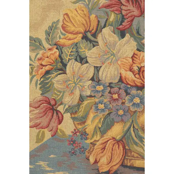 Panier de Fleurs fond Jaune French Tapestry | Close Up 1