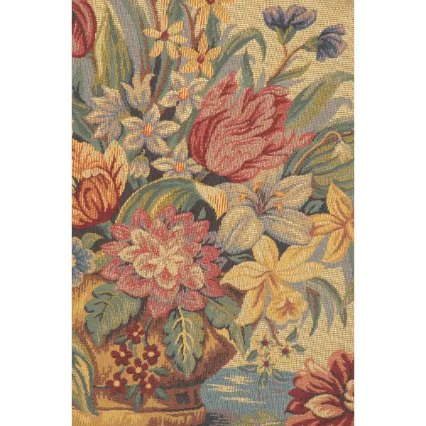 Panier de Fleurs fond Jaune French Tapestry | Close Up 2