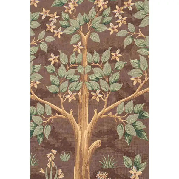 Tree of Life Brown III Belgian Tapestry Wall Hanging | Close Up 2