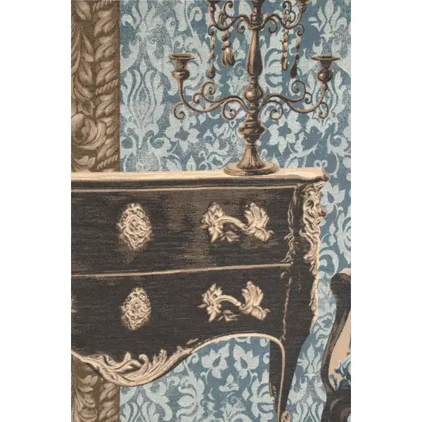 Mobilier Louis XVI Blue French Wall Tapestry - 58 in. x 78 in. Wool/cotton/others by Charlotte Home Furnishings | Close Up 2