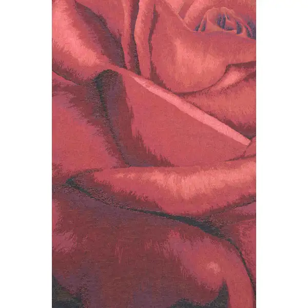 Rose Rouge French Wall Tapestry - 57 in. x 57 in. Wool/cotton/others by Pierre-Joseph Redoute | Close Up 2